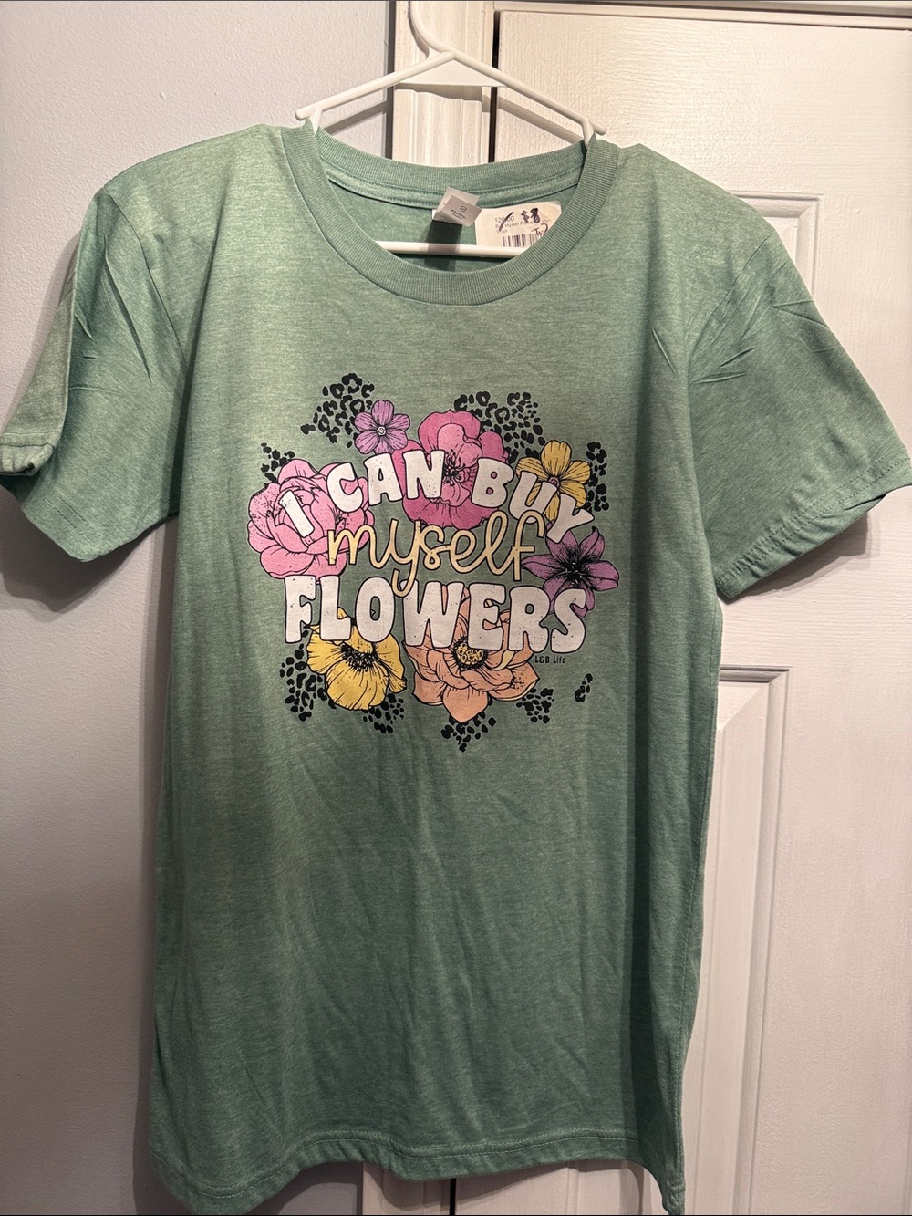 Adult Floral Graphic Tee - Green "I Can Buy Myself Flowers"